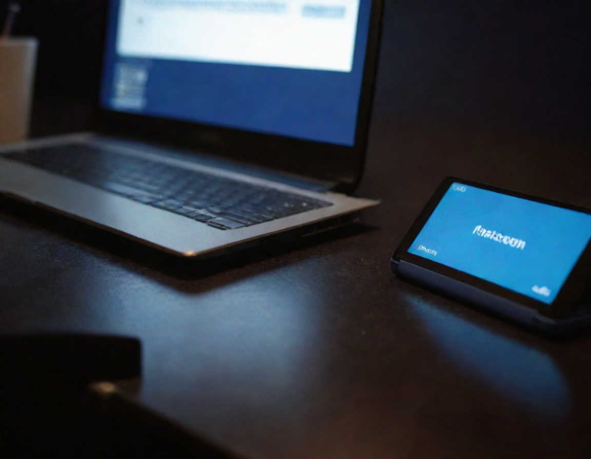 A laptop and a card terminal on a desk